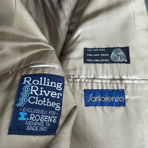 Rolling River Clothes 3-Piece Suit Mens 44T W36 L33 Grey Glen Plaid Pure Wool - Picture 4 of 6